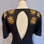 Vintage Jennifer Black & Gold Beaded Cocktail Dress, size small Photo 3