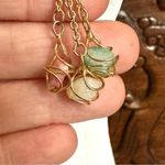 Gold tone chain Quartz post drop earrings Photo 4