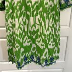 Gretchen Scott Embroidered 3/4 Sleeve Tunic V Neck Dress with pockets Small Green Photo 1