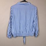 BeachLunchLounge  Women’s Striped Split Neck Button-Up Tie 7/8 Sleeve Shirt Photo 6