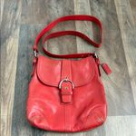 Coach  Vintage Soho Shoulder Crossbody Buckle Flap Purse Coral Red Leather Photo 15
