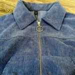 Zaful Women’s  size small cropped Denim blue corduroy zip up jacket with pockets Photo 1