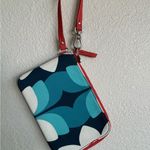 Fossil Zip Around Nylon Wristlet Wallet Blue White Red Flower On Flower Photo 2