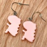 Kawaii Pink and Orange Dinosaur Earrings Photo 2