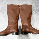 Tory Burch Adeline Leather Riding Boots Brown Gold Emblem Zip 5M NEW Photo 2