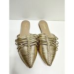 42 Gold Shoes Womens Size 5 Pointed Toe Metallic Leather Mules Photo 2