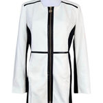 Anne Klein Anne‎ Klein Cream Black Lilly White Colorblock Long Trench Coat Sz XS NWT Photo 0
