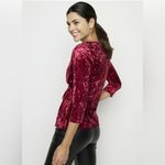 Inner Beauty Burgundy Red Crushed Velvet Surplice Front 3/4 Sleeve Top Size 2X Photo 1