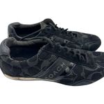 Coach Size 6 Black Monogram Sneakers Mesh Leather Trim Lace-Up Casual Shoes Photo 0