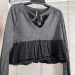 Free People Sweet Jane grey Cropped Pullover Top β Indie Romantic xs Photo 3