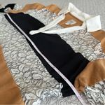 Maeve Anthropologie Lace Long Sleeve Paneled Cropped Rugby Top Black Tan Size S Photo 9