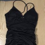 Womens Super Sexy Vntg Ruched Ring Open Slit Dress Black Size Medium Photo 1