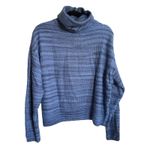 Aerie 5/$65 Womens Sweater Sz S Blue Funnel Neck Quarter Zip Green Stripe Photo 4