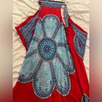 Red and Blue Patterned Dress Photo 1