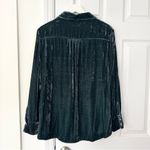 Genevieve Faherty Green Emerald Button Up Collar Relaxed Blouse Vintage Silk XL Photo 8
