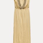 ZARA  dress maxi flowy butter yellow beaded embroidered boho summer vacation Photo 17