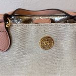 Anne Klein Women’s Tan White Canvas With Light Gold Sparkles Hand Bag Photo 2