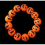 Jack O Lantern Halloween Stretch Bracelet New Wooden Beads Orange Festiv… Photo 2