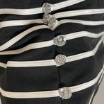 Cache Caché Top Collared Striped Rhinestone Buttons Sleeveless Black White Sz 6 Blouse Photo 11