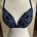 Aerie  Brooke‎ Bra 36D Floral Lace Scallop Trim Blue Bra Photo 3