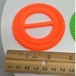 3 Round Scarf Buckles Shirt Clips Rings Orange Green Yellow Rope Design Plastic Photo 6