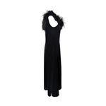 Vintage Jeffrey & Dara by Tom Barra Black Velvet Ostrich Feather Collar Gown Size 8 Photo 4