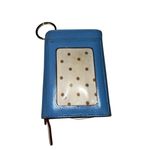 Kate Spade Blue Leather Keychain Wallet Polka Dot Interior Used Women’s One Size Photo 2