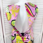 Nina Leonard Paisley Retro Twill Sleeveless Tunic Top Pink Multi 12 Photo 6