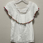 Alya White Ruffle Top Colorful Coconut Girl Eyelet Women’s Shirt Photo 0