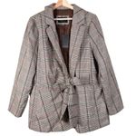 Eloquii NWT  Plaid Blazer Tie Waist Jacket Women Size 20 Brown Green Formal Photo 0