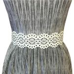 Elle Sleeveless Gray Dress with Lace Waist & Handkerchief Hem Photo 3