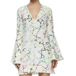 Alexis Giovanna Flounce Bell Sleeve 100% silk watercolor Mini Dress size US 8-10 Photo 0