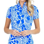 IBKUL BIANCA ROYAL BLUE Short Sleeve Mock Golf Shirt Sz S Photo 0