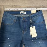 Ankle Skinny Pearled Distressed Blue Jeans Size 11 Photo 5