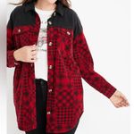 Maurice's Red Patchwork Fleece Shacket Photo 0