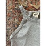 Open Edit  Medium Grey Ribbed Crop Racerback Tank Top Photo 2