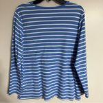Quacker Factory Women Top Size Large Blue Blouse Striped Long Sleeve Sequin Photo 8