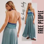 Free People  maxi dress Large  flowy halter cotton blend striped boho Photo 7