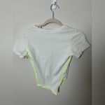 White Graphic Crop Top with Neon Accents Photo 2