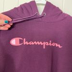 Champion EUC‎  women’s dark purple pink logo pullover hooded sweatshirt small Photo 2