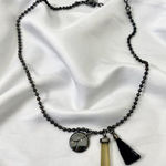 Celestial Zodiac Silver Black Cancer Star Sign Crystal Tassel Necklace Photo 0