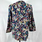 st. john's bay St John’s Bay split crewneck navy ditsy floral cotton blend top size medium NWT Photo 5