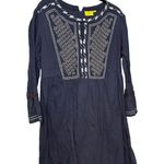 Roberta Roller Rabbit 100% Navy Blue Embroidered Tunic Blouse Mini Dress Size XS Photo 0