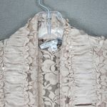 Alberto Makali Vintage  Lace Crinkle Top Womens L Beige Whimsigoth Cardigan USA Photo 1