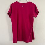 Life is Good Pink Short Sleeve V-Neck Blouse Half Full Wine Casual Large Photo 4