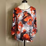 One World  Womens Fall Pumpkin Halloween 3/4 Sleeve Pullover Casual Shirt|Size:M Photo 10
