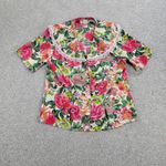 Impressions Vintage Womens Blouse 10 Pink Floral Crochet Lace Trim Collar Photo 0