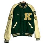 Holloway The Original Varsity Jacket Wool Leather Green Yellow Gold Size XL Photo 0