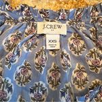 J.Crew  Artist Top Womens size XXS 2XS Blue Floral Notch Ruffle V-Neck Shirt Photo 4