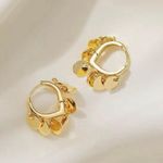 18K Gold Plated Round Disc Tassel Hoop Earrings for Women Photo 1
